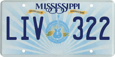 MS license plate LIV322