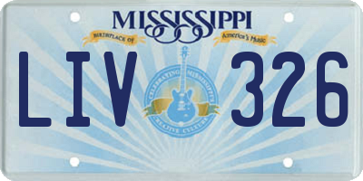 MS license plate LIV326