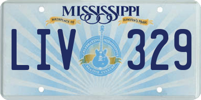 MS license plate LIV329
