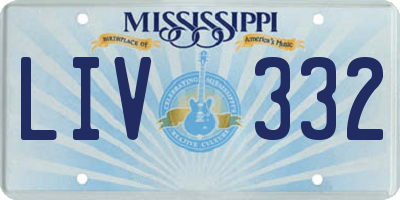 MS license plate LIV332