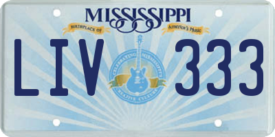MS license plate LIV333