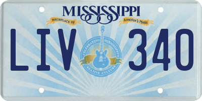 MS license plate LIV340
