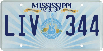 MS license plate LIV344