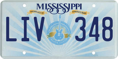 MS license plate LIV348
