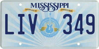 MS license plate LIV349