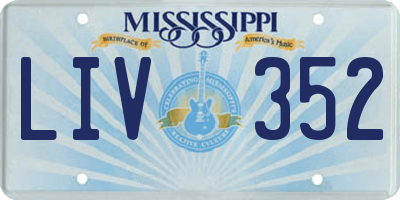 MS license plate LIV352