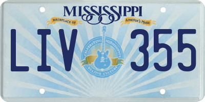 MS license plate LIV355