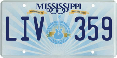 MS license plate LIV359