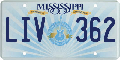 MS license plate LIV362