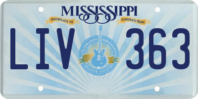 MS license plate LIV363
