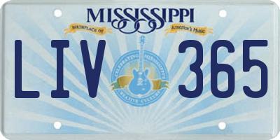 MS license plate LIV365