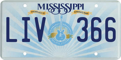 MS license plate LIV366