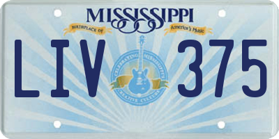 MS license plate LIV375