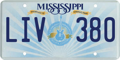 MS license plate LIV380