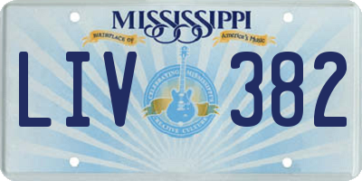 MS license plate LIV382