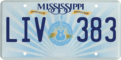 MS license plate LIV383
