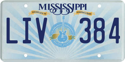 MS license plate LIV384