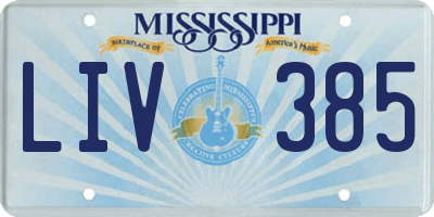 MS license plate LIV385