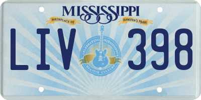 MS license plate LIV398