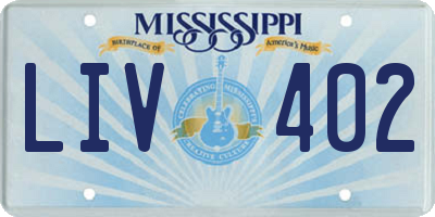 MS license plate LIV402