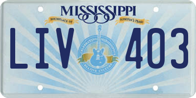 MS license plate LIV403