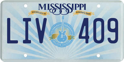 MS license plate LIV409