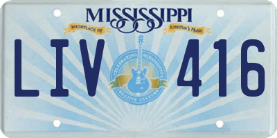 MS license plate LIV416
