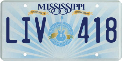 MS license plate LIV418