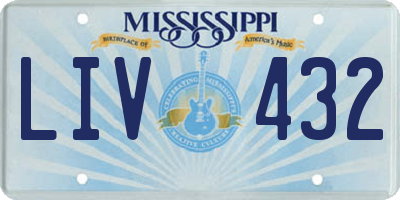 MS license plate LIV432