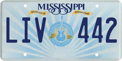 MS license plate LIV442