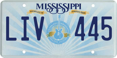 MS license plate LIV445