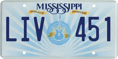 MS license plate LIV451