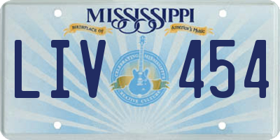 MS license plate LIV454