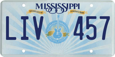 MS license plate LIV457