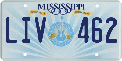 MS license plate LIV462