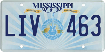 MS license plate LIV463