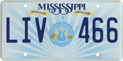 MS license plate LIV466