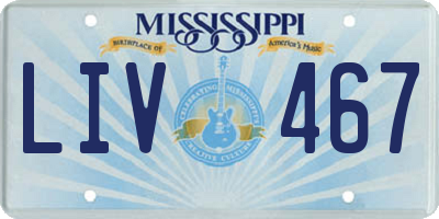 MS license plate LIV467