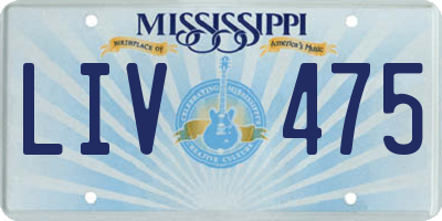 MS license plate LIV475