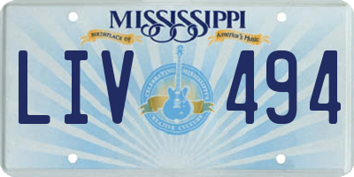 MS license plate LIV494