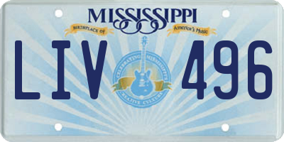 MS license plate LIV496