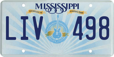 MS license plate LIV498