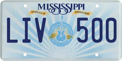 MS license plate LIV500