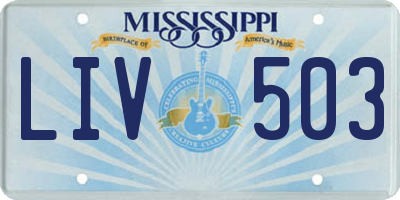 MS license plate LIV503