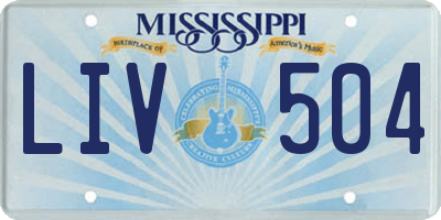 MS license plate LIV504