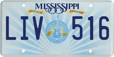MS license plate LIV516