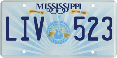 MS license plate LIV523