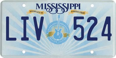 MS license plate LIV524