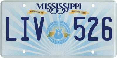 MS license plate LIV526