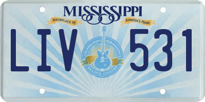 MS license plate LIV531